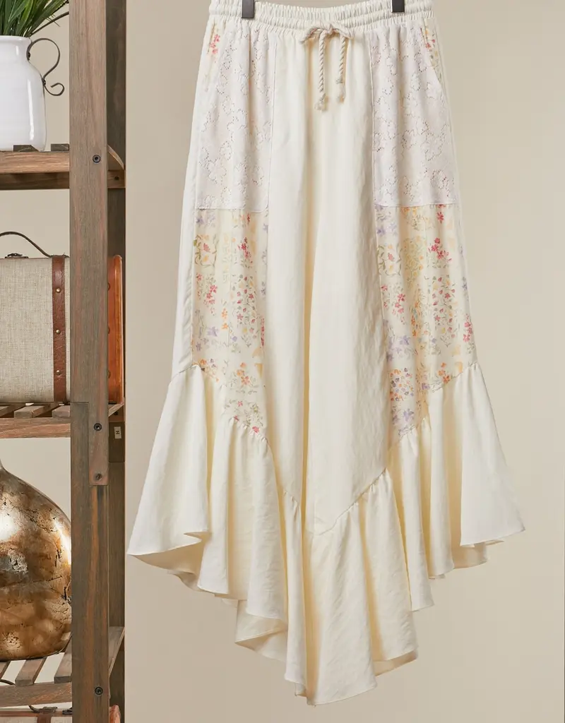 Floral Patchwork Ruffle Pants