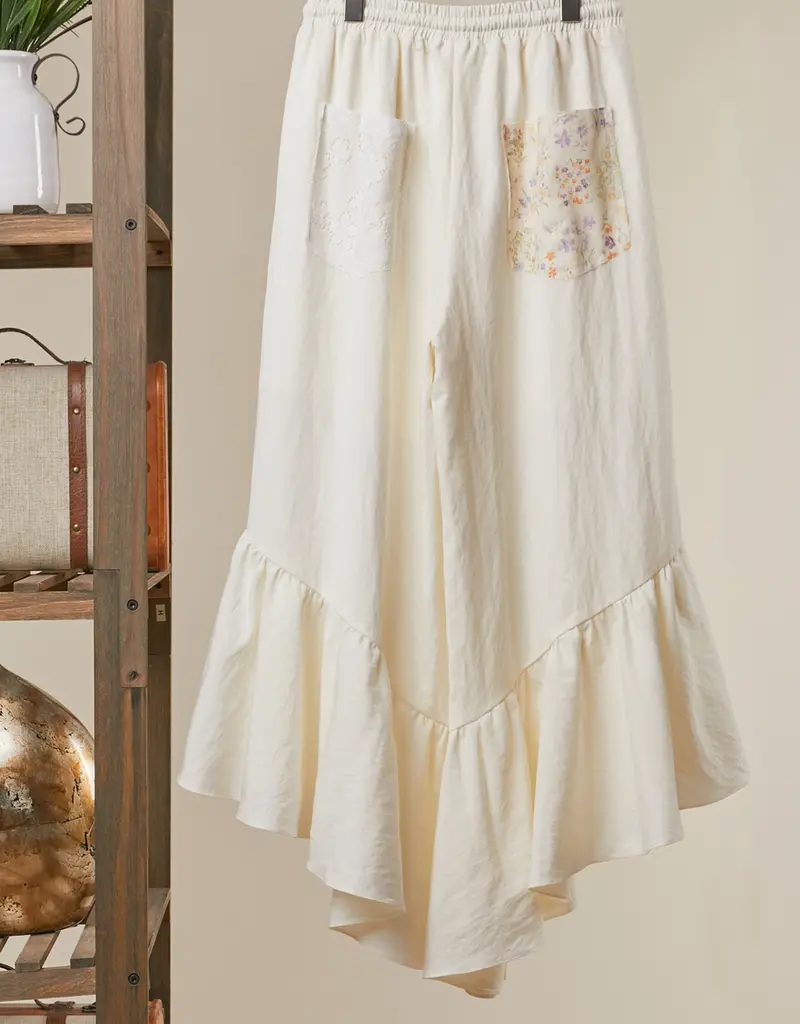 Floral Patchwork Ruffle Pants