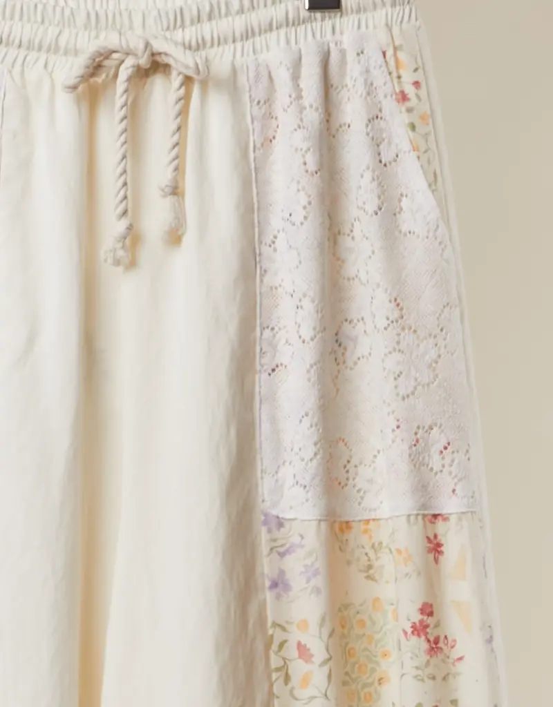 Floral Patchwork Ruffle Pants