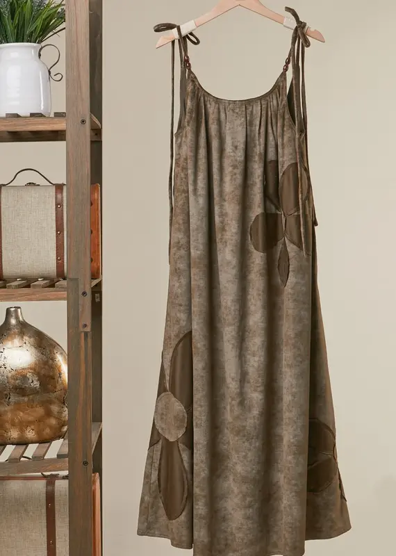 Floral Applique A Line Maxi Dress