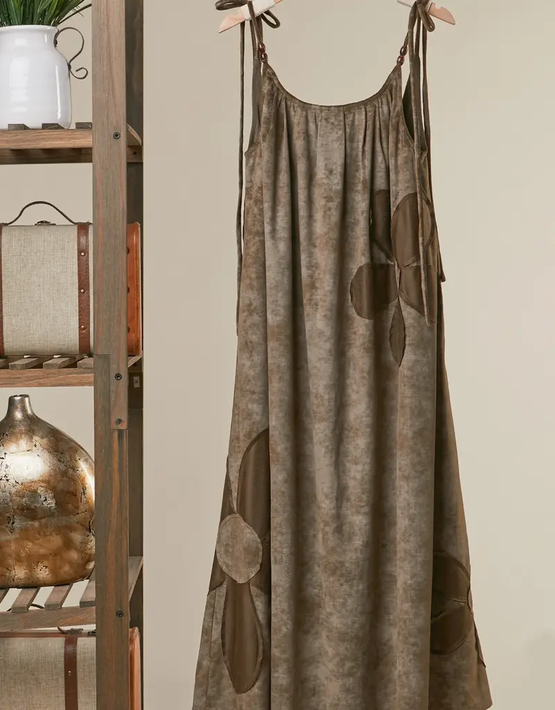 Floral Applique A Line Maxi Dress