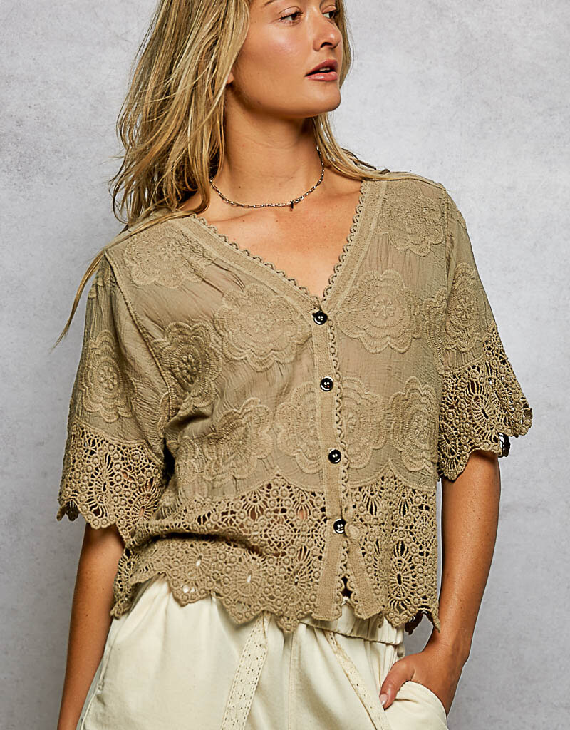 Crochet Trim Neckline Jacket