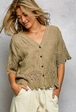 Crochet Trim Neckline Jacket