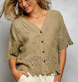 Crochet Trim Neckline Jacket