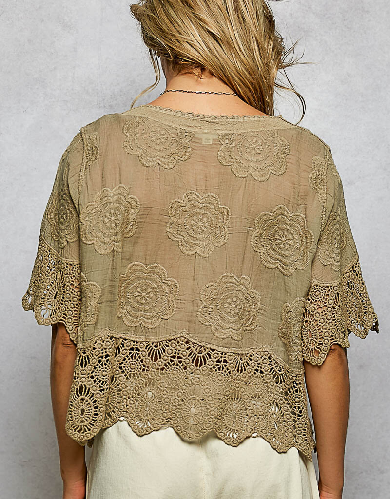 Crochet Trim Neckline Jacket