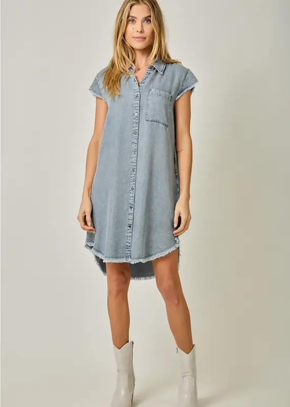 Flutter Sleeve Tencel Shirt Dress