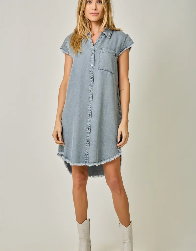 Flutter Sleeve Tencel Shirt Dress
