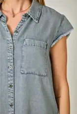 Flutter Sleeve Tencel Shirt Dress