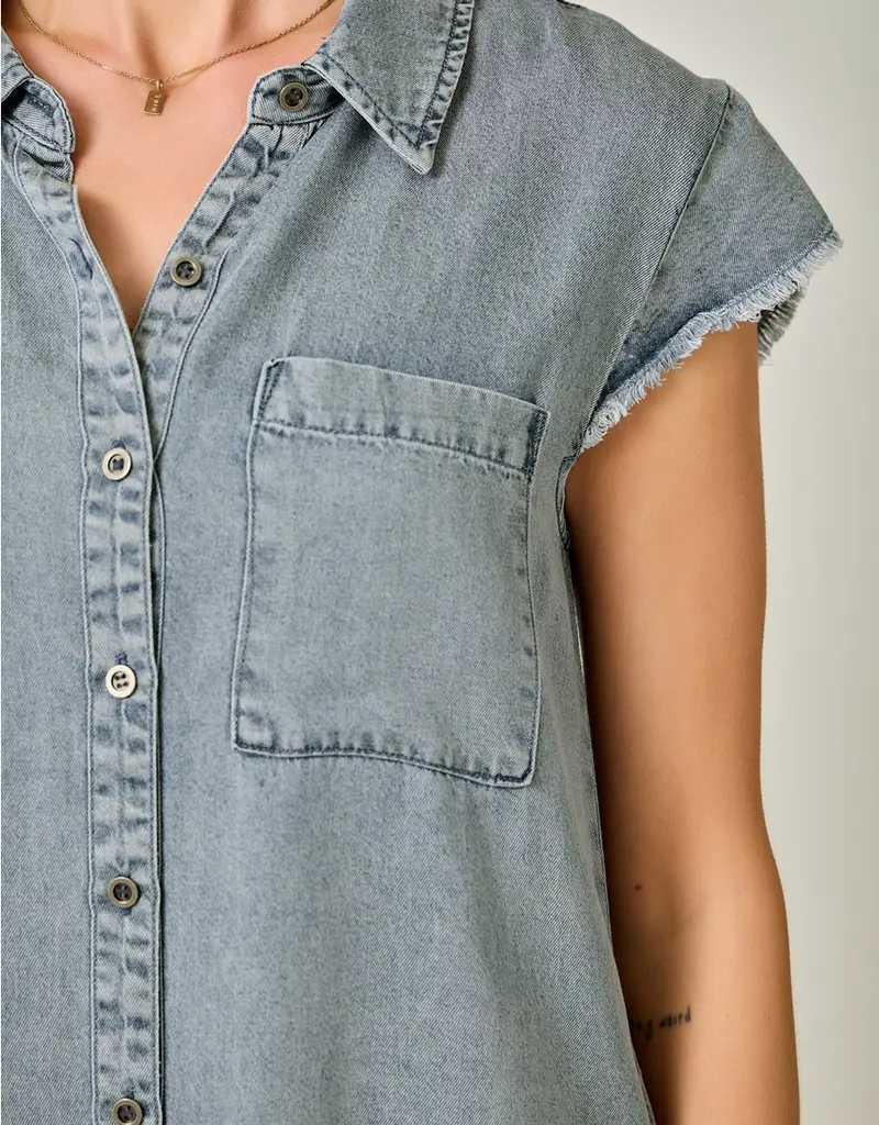 Flutter Sleeve Tencel Shirt Dress