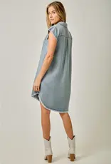Flutter Sleeve Tencel Shirt Dress
