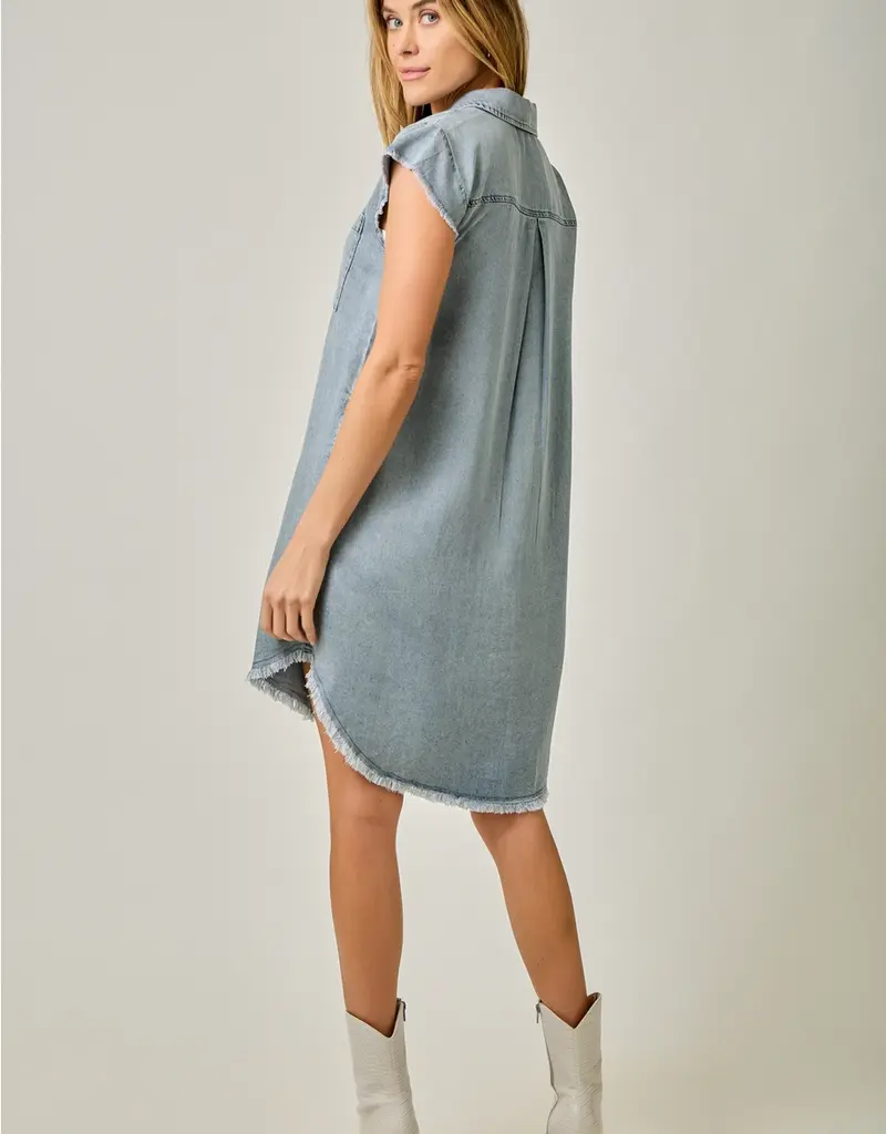 Flutter Sleeve Tencel Shirt Dress