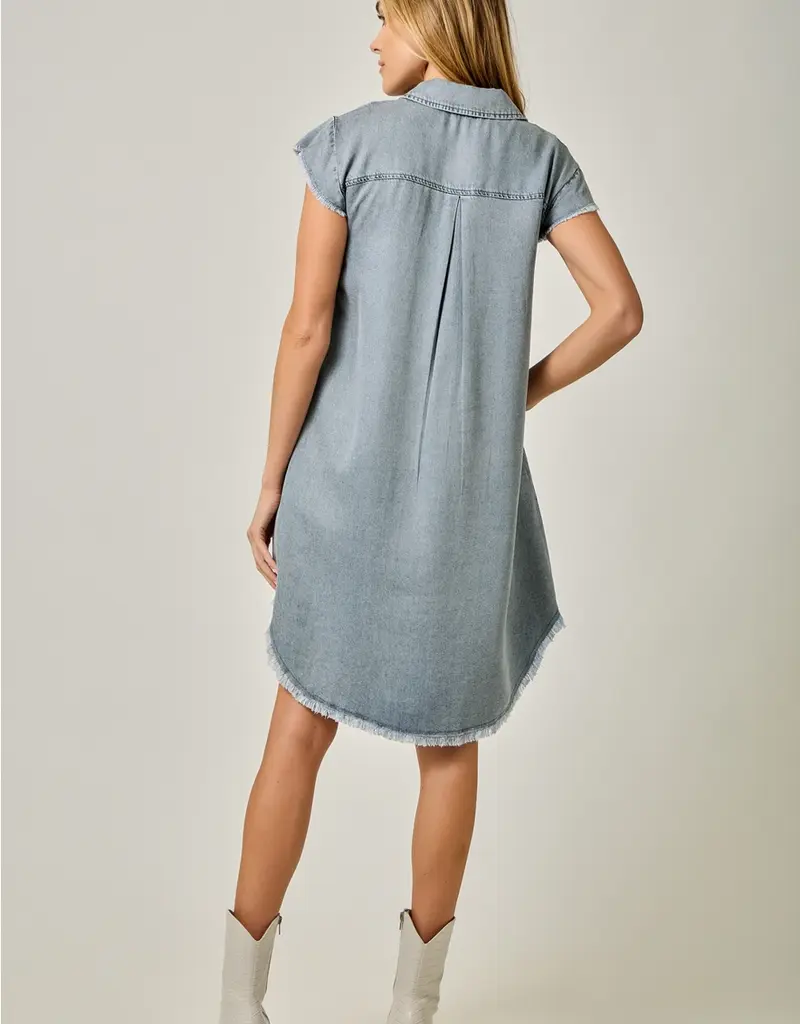 Flutter Sleeve Tencel Shirt Dress