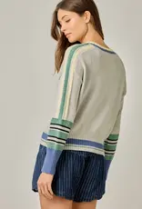 Fish Design Stripe/Block Pullover Sweater