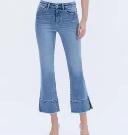 High Rise Trouser Slit Hem Kick Flare Jeans
