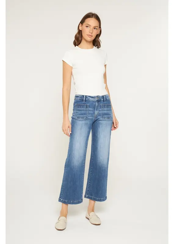 High Rise Cropped Wide Leg with Patch Pkt