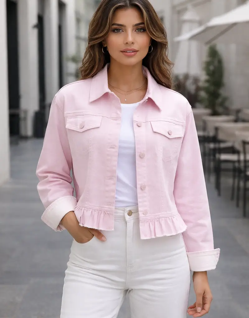 Peplum Hem Denim Jacket