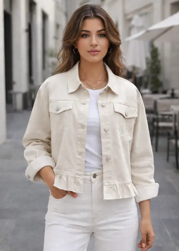 Peplum Hem Denim Jacket