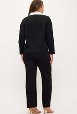 Curvy - Classic Collared Two-Tone Top and Wide-Leg Set