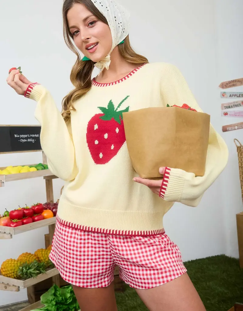 Let's Go To The strawberry Patch Knit Top