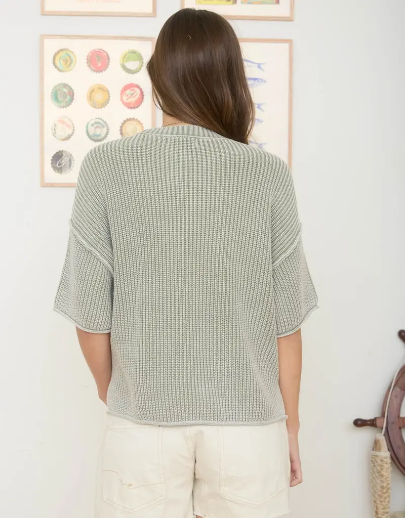 Washed Drop Shoulder Boxy Knit Top