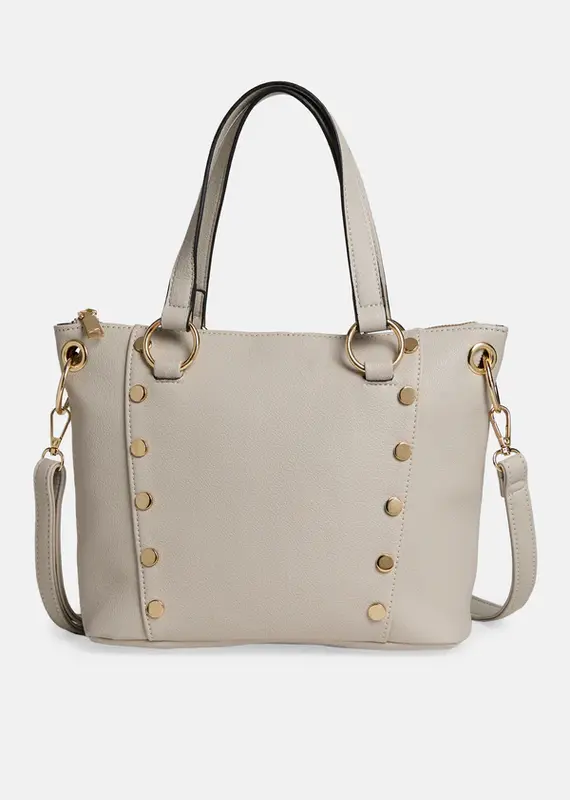 Evelyn Studded Tote - Almond