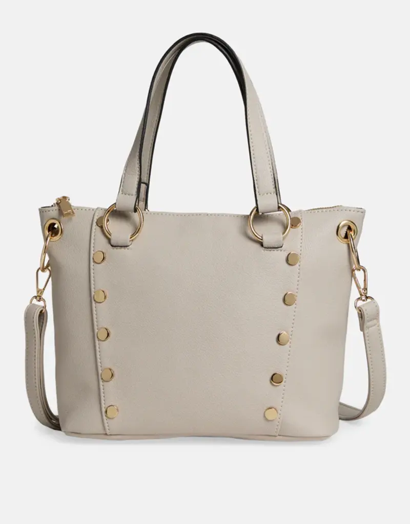 Evelyn Studded Tote - Almond