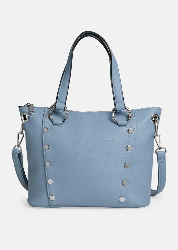 Evelyn Studded Tote - Denim Blue
