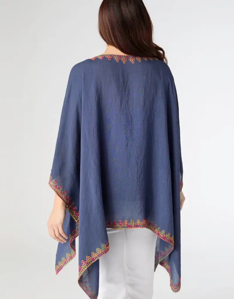 Sariah V-Neck Poncho with Embroidery