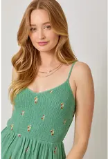 Embroidered Gauze Smocked Dress