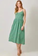 Embroidered Gauze Smocked Dress