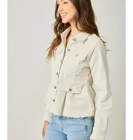 Washed Denim Peplum Jacket