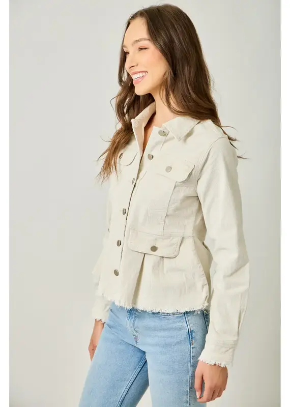 Washed Denim Peplum Jacket