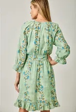 Fancy Floral Print Ruffle Dress