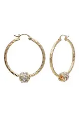 Crystal Ball Hoop Earring - Gold