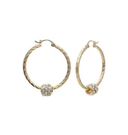 Crystal Ball Hoop Earring - Gold