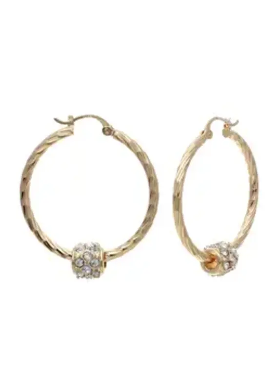 Crystal Ball Hoop Earring - Gold