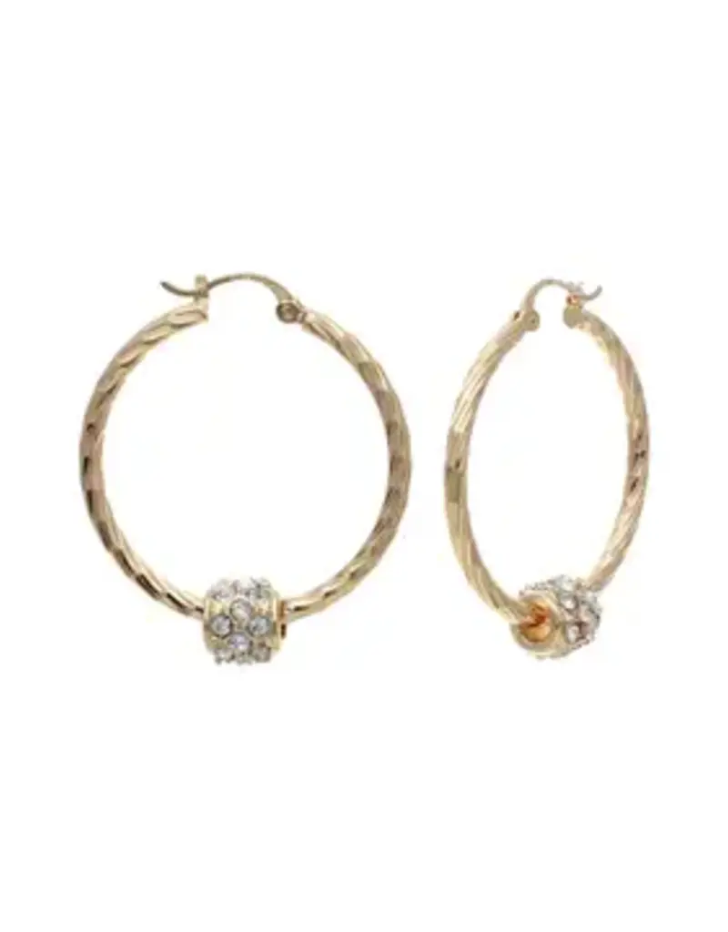 Crystal Ball Hoop Earring - Gold