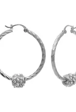 Crystal Ball Hoop Earring - Silver
