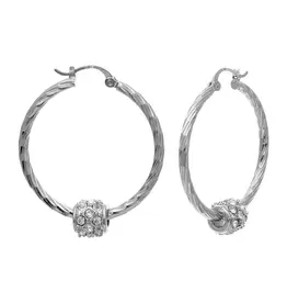 Crystal Ball Hoop Earring - Silver
