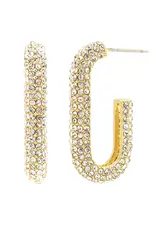 Open Elongated Pave Hoop Earrings