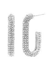 Open Elongated Pave Hoop Earrings