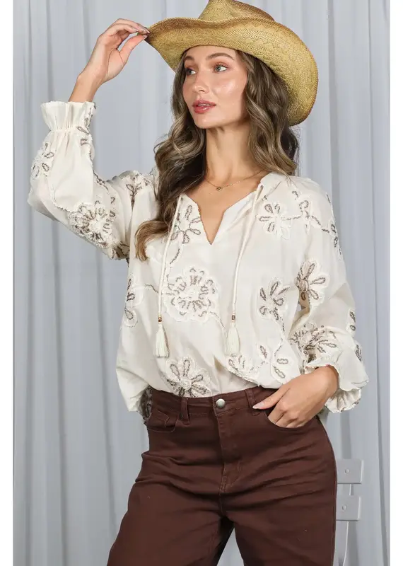 Floral Embroidered  Elegant Blouse