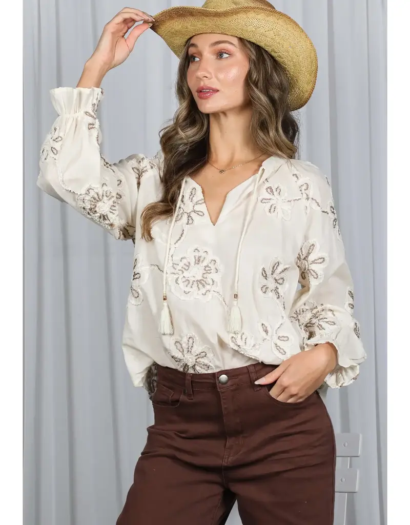 Floral Embroidered  Elegant Blouse