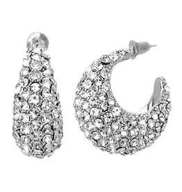 Crystal Teardrop Hoop Earrings Available in Silver & Gold