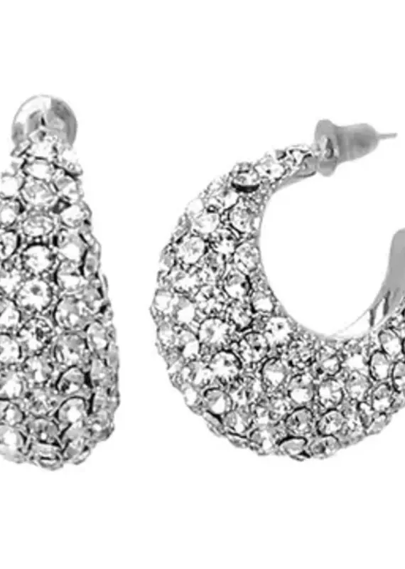 Crystal Teardrop Hoop Earrings Available in Silver & Gold