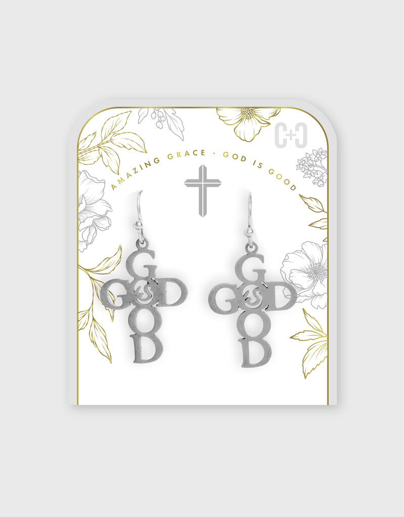 God is Good Earrings - Silver