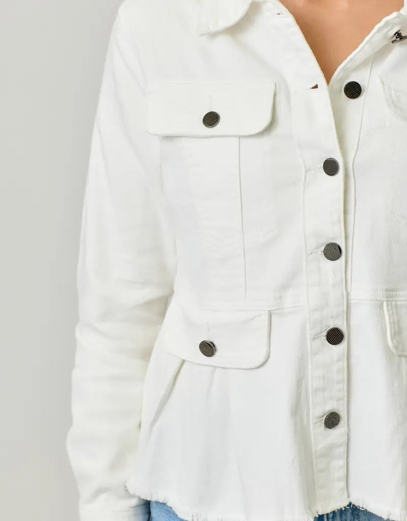 Washed Denim Peplum Jacket