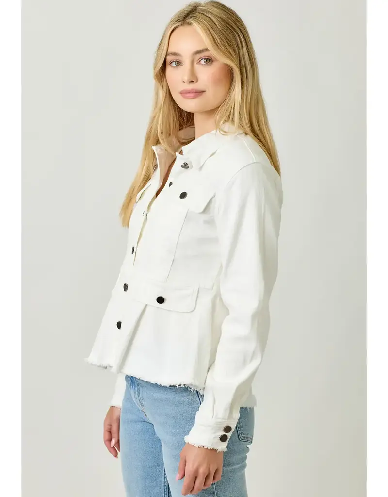 Washed Denim Peplum Jacket