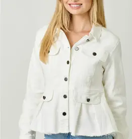 Washed Denim Peplum Jacket