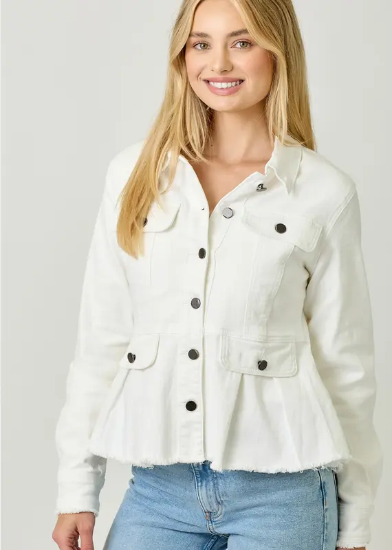Washed Denim Peplum Jacket